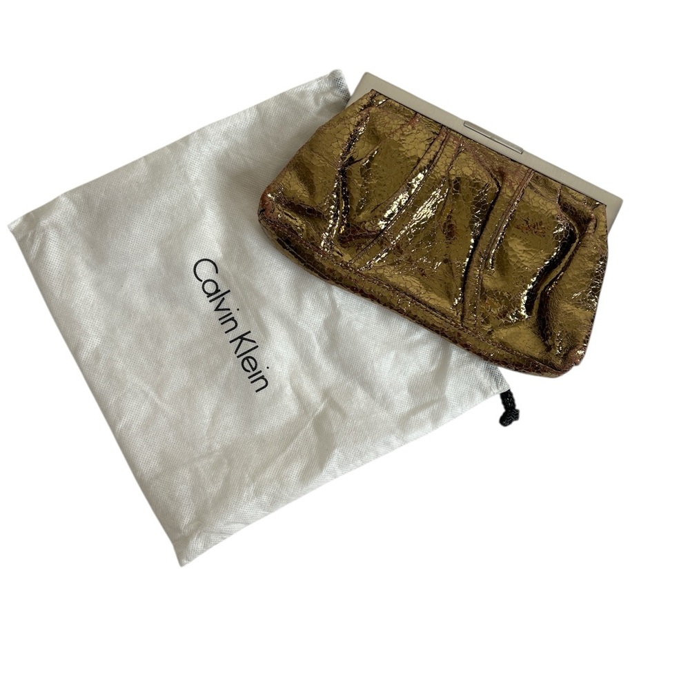 Calvin Klein Bronze Gold Metallic Clutch – With Dust Bag